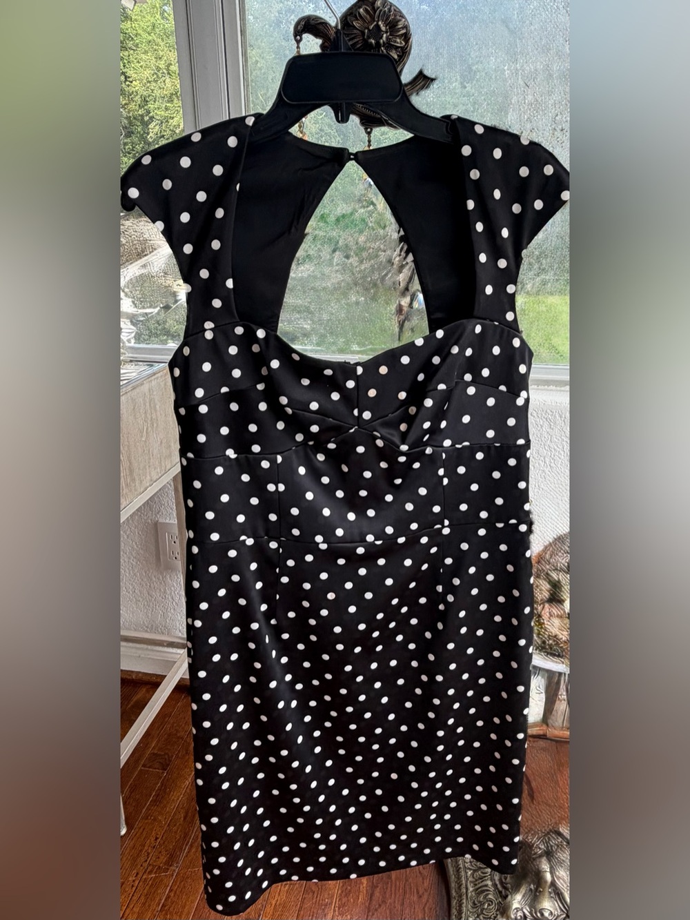 White House Black Market Black and White Polka Dot Midi Dress